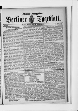 Berliner Tageblatt und Handels-Zeitung vom 22.02.1882