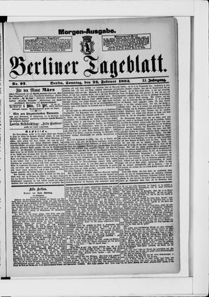 Berliner Tageblatt und Handels-Zeitung vom 26.02.1882