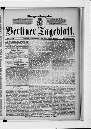 Berliner Tageblatt und Handels-Zeitung vom 23.03.1882