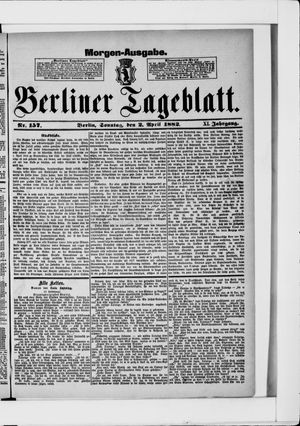 Berliner Tageblatt und Handels-Zeitung vom 02.04.1882