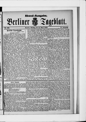 Berliner Tageblatt und Handels-Zeitung vom 11.04.1882