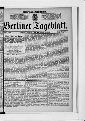 Berliner Tageblatt und Handels-Zeitung vom 21.04.1882