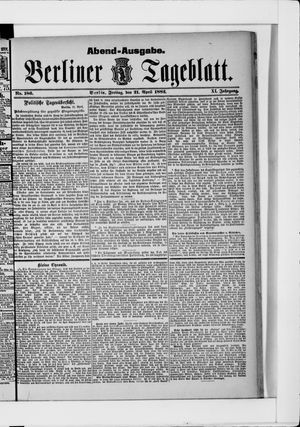 Berliner Tageblatt und Handels-Zeitung vom 21.04.1882