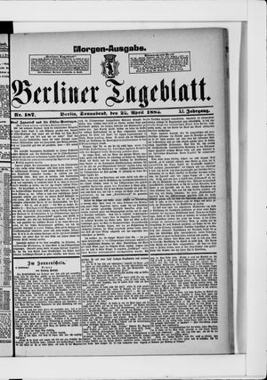 Berliner Tageblatt und Handels-Zeitung vom 22.04.1882