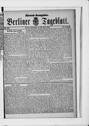 Berliner Tageblatt und Handels-Zeitung vom 22.04.1882