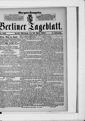 Berliner Tageblatt und Handels-Zeitung on Apr 26, 1882