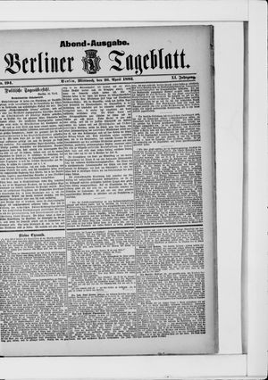 Berliner Tageblatt und Handels-Zeitung vom 26.04.1882