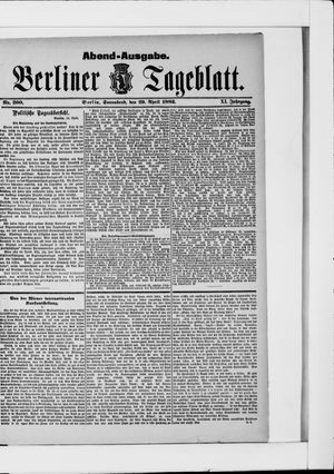 Berliner Tageblatt und Handels-Zeitung vom 29.04.1882