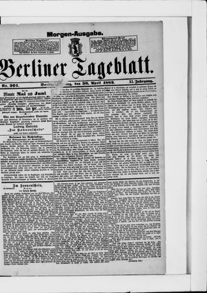 Berliner Tageblatt und Handels-Zeitung vom 30.04.1882