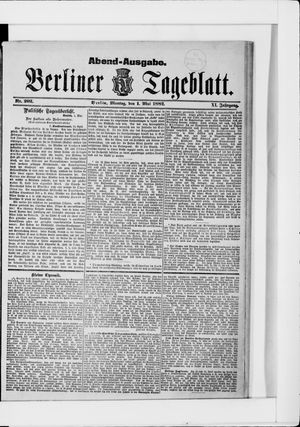 Berliner Tageblatt und Handels-Zeitung on May 1, 1882