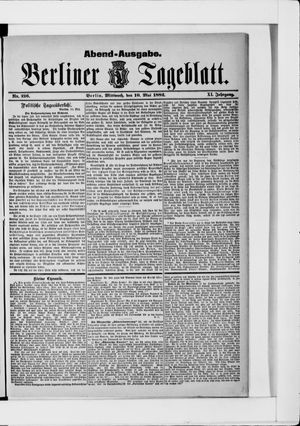 Berliner Tageblatt und Handels-Zeitung vom 10.05.1882