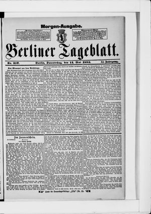 Berliner Tageblatt und Handels-Zeitung on May 11, 1882