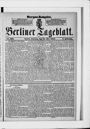 Berliner Tageblatt und Handels-Zeitung on May 14, 1882