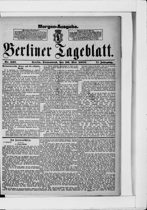 Berliner Tageblatt und Handels-Zeitung on May 20, 1882