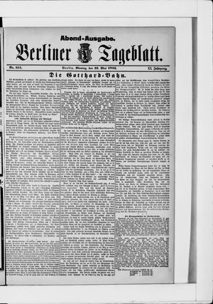 Berliner Tageblatt und Handels-Zeitung vom 22.05.1882