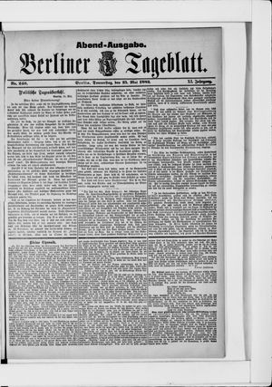 Berliner Tageblatt und Handels-Zeitung on May 25, 1882