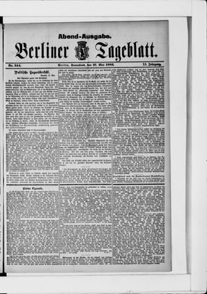 Berliner Tageblatt und Handels-Zeitung on May 27, 1882
