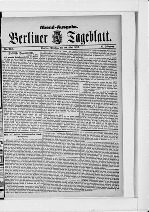Berliner Tageblatt und Handels-Zeitung on May 30, 1882