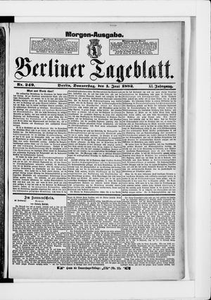 Berliner Tageblatt und Handels-Zeitung on May 31, 1882