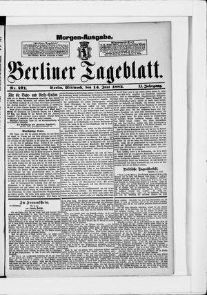 Berliner Tageblatt und Handels-Zeitung on Jun 14, 1882