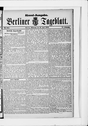 Berliner Tageblatt und Handels-Zeitung vom 21.06.1882