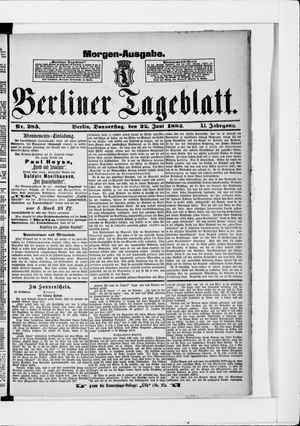 Berliner Tageblatt und Handels-Zeitung vom 22.06.1882