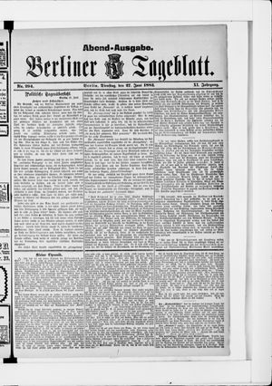 Berliner Tageblatt und Handels-Zeitung vom 27.06.1882