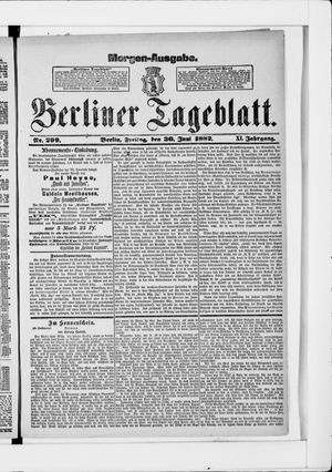 Berliner Tageblatt und Handels-Zeitung vom 30.06.1882