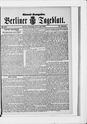 Berliner Tageblatt und Handels-Zeitung on Jul 6, 1882