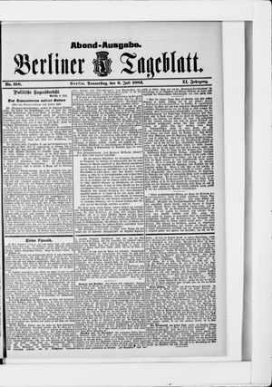 Berliner Tageblatt und Handels-Zeitung vom 06.07.1882