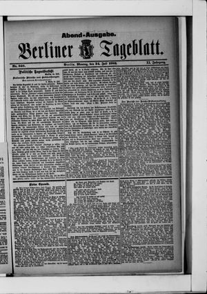 Berliner Tageblatt und Handels-Zeitung vom 24.07.1882