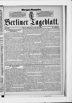 Berliner Tageblatt und Handels-Zeitung vom 26.07.1882