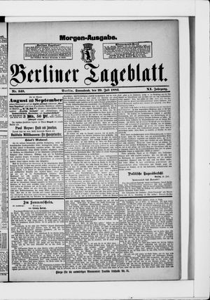 Berliner Tageblatt und Handels-Zeitung on Jul 29, 1882