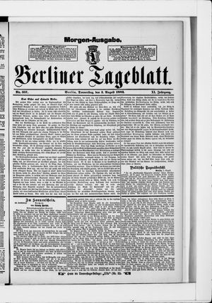Berliner Tageblatt und Handels-Zeitung on Aug 3, 1882