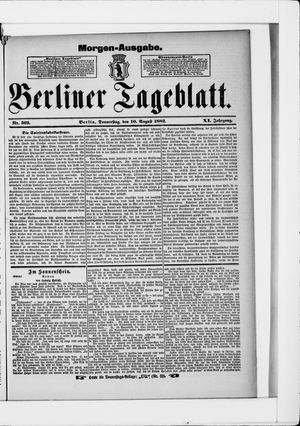 Berliner Tageblatt und Handels-Zeitung vom 10.08.1882