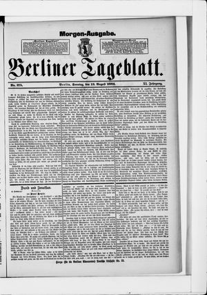Berliner Tageblatt und Handels-Zeitung vom 13.08.1882