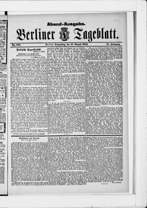 Berliner Tageblatt und Handels-Zeitung vom 17.08.1882