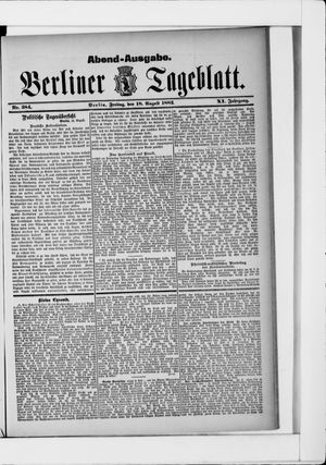 Berliner Tageblatt und Handels-Zeitung vom 18.08.1882