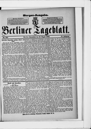 Berliner Tageblatt und Handels-Zeitung vom 19.08.1882