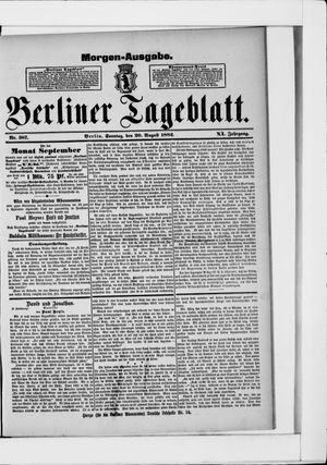 Berliner Tageblatt und Handels-Zeitung on Aug 20, 1882