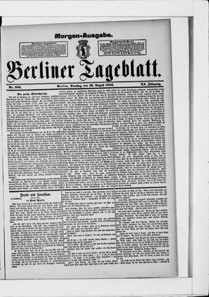 Berliner Tageblatt und Handels-Zeitung vom 22.08.1882