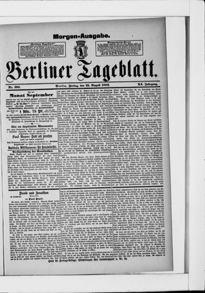 Berliner Tageblatt und Handels-Zeitung vom 25.08.1882