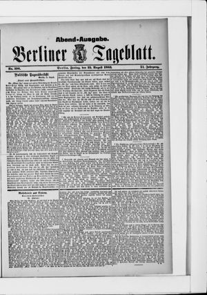 Berliner Tageblatt und Handels-Zeitung vom 25.08.1882