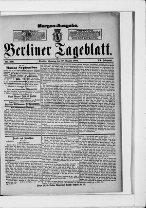 Berliner Tageblatt und Handels-Zeitung vom 27.08.1882