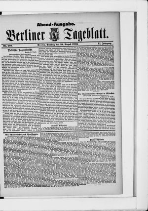 Berliner Tageblatt und Handels-Zeitung vom 29.08.1882