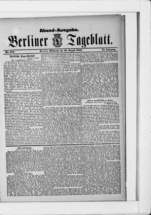 Berliner Tageblatt und Handels-Zeitung vom 30.08.1882