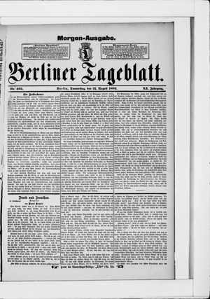 Berliner Tageblatt und Handels-Zeitung vom 31.08.1882