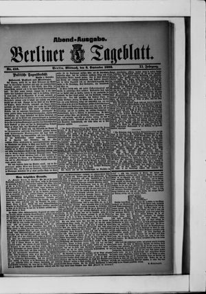 Berliner Tageblatt und Handels-Zeitung vom 06.09.1882