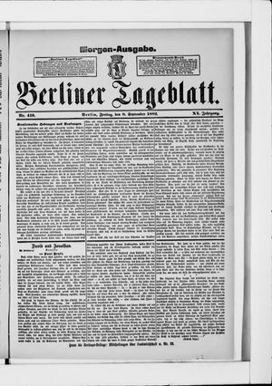 Berliner Tageblatt und Handels-Zeitung vom 08.09.1882