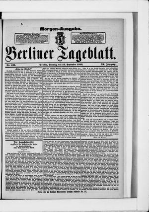Berliner Tageblatt und Handels-Zeitung on Sep 10, 1882